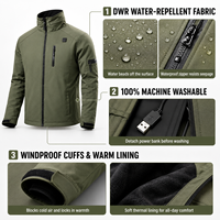 Veste chauffante en toile pour homme, personnalisée avec broderie OEM, imperméable, coupe-vent, grande taille, avec chauffage électrique intelligent, manteau d'hiver