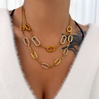 2026 AW nouveau moderne U ovale DANGLE ICED ZIRCON boîte collier boucles d'oreilles ensemble Dazan INS 18k plaqué or en acier inoxydable dame bijoux