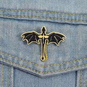 Broche <span class=keywords><strong>Dragon</strong></span> Volant Halloween en Promotion – <span class=keywords><strong>Totem</strong></span> <span class=keywords><strong>Dragon</strong></span> Noir en Alliage de Zinc avec Impression UV et Émail Texturé Noir Nickelé - Product Image 2