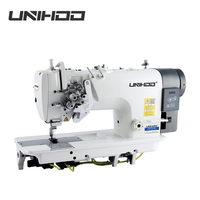 Machine à coudre industrielle double aiguille haute vitesse UNIHOO UH8875E à alimentation manuelle, nouveau modèle à lit plat, point noué, moteur en métal.