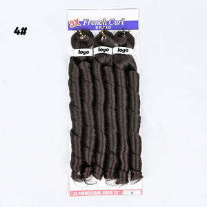 Bán buôn 22inch 3x pháp Curl bím tóc chất lượng cao xoắn ốc Curl bện tóc kanekalon sợi mềm bouncy Bím Tóc cho phụ nữ da đen - Product Image 3