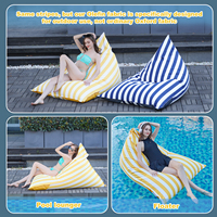 Sofá Puff Gigante de Lujo con Rayas, de Olefina, para Exteriores, Impermeable, Flotante, para Piscina, con Relleno