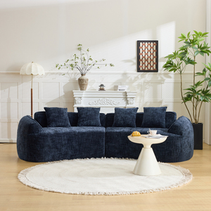 Sofá Seccional Moderno Ecológico de Tres Plazas en Forma de Arco, Tapicería Jacquard Resistente a las Manchas, Chaise Longue Irregular - Product Image 1