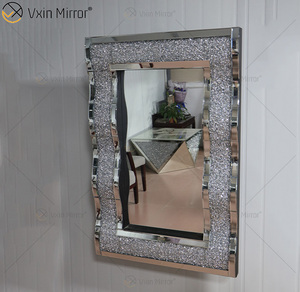 <span class=keywords><strong>Specchio</strong></span> da Parete di Lusso WXM-1774 Moderno Argento con Effetto Diamante Frantumato <span class=keywords><strong>Curvo</strong></span> Decorazione Murale Economica - Product Image 2