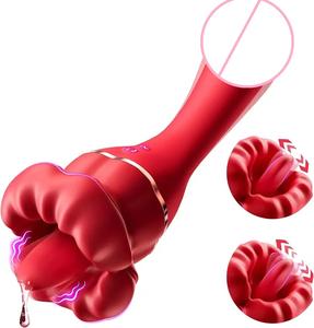 10 modları kedi vajina meme klitoris g-spot masaj yetişkin dil yalama ağız gül vibratör - Product Image 1