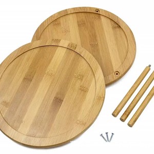 Étagère de rangement double couche en bambou, organiseur de cosmétiques rond, étagère à épices pour comptoir de cuisine, étagère à épices en bois massif - Product Image 4