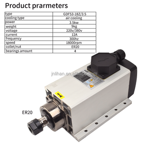 แกนหมุน HQD มอเตอร์ระบายความร้อนด้วยอากาศ220V 50Hz สำหรับงานแกะสลักและตัดไม้ MDF อะคริลิกอินเวอร์เตอร์5.5kW 3kW 220V และแกนหมุนระบายความร้อนด้วยอากาศ2.2kW - Product Image 6