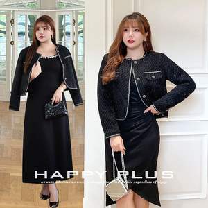 Abrigo de Tweed con Mezcla de Lana para Mujer Happy Plus, Negro, Talla Grande, Estilo Francés, Chaqueta Corta N8430, Color Sólido, Grosor Medio - Product Image 3