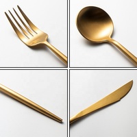 Ensemble de couverts réutilisables écologiques en acier inoxydable classique, couteau à steak, fourchette, cuillère, cuillère à dessert, passe au lave-vaisselle, usage domestique