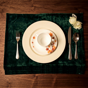 Ensemble de sets de table rectangulaires en velours vert émeraude classique de haute qualité, écologiques, lavables, antidérapants, pour restaurant - Product Image 1