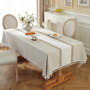 <span class=keywords><strong>Mantel</strong></span> de rayas anchas medianas de poliéster <span class=keywords><strong>Mantel</strong></span> simple a rayas al por mayor - Product Image 4