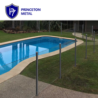 Panneaux de clôture de piscine en verre trempé PRINCETON METAL, clôture en verre sans cadre haute