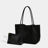 Sac fourre-tout en daim rétro simple et tendance 2026, avec petite pochette zippée assortie, grande capacité, pour le bureau et les trajets quotidiens, sac à bandoulière pour femme, vente en gros
