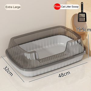 <span class=keywords><strong>Bac</strong></span> <span class=keywords><strong>à</strong></span> litière <span class=keywords><strong>pour</strong></span> chat surdimensionné semi-fermé en plastique PP avec planche anti-fuite et pelle d'usine - Product Image 2