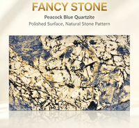 Dalle de pierre naturelle de luxe polie bleu paon FANCY STONE pour comptoirs de cuisine, murs d'hôtels et projets d'aménagement intérieur de villas