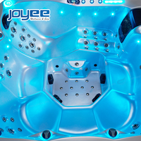 JOYEE Jacuzzi extérieur 6 places, bain à remous pour jardin et maison avec système Balboa, éclairage LED, certifié CE