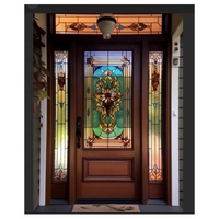Stained Glass Solid Timber Entry Door Customized Size Hardwood Front Door for Australian Homes Wholesale OEM