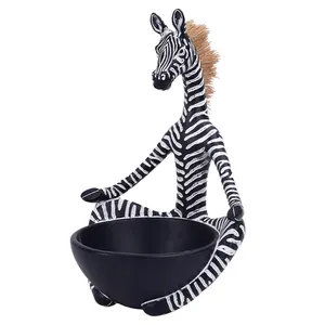 Новый тренд Redeco креативная американская полосатая Лошадь Фигурка животных орнамент из смолы Зебра дизайн чаша для хранения для домашнего декора