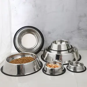 Stainless Steel Pet Feeder Food Bowl Durable And Rust-Resistant Silicone Ring Non-slip Pet Bowl