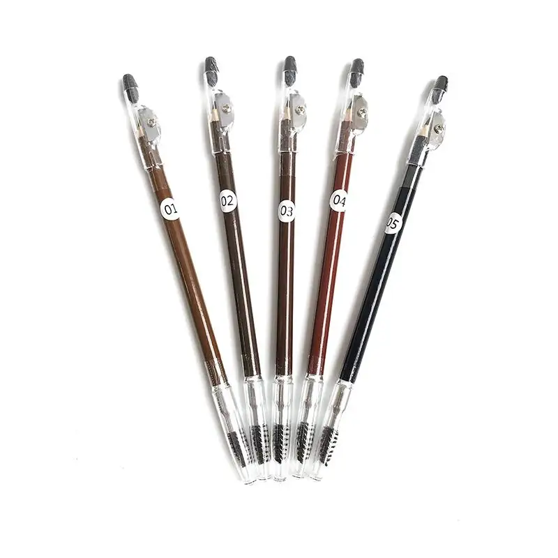 Wood Pigmented Makeup Eyebrow Pencil with Sharpener Waterproof Long Lasting Eyebrow Pen Custom Private Label