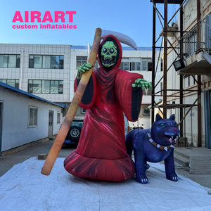 Mascota inflable del mensajero del infierno de alta calidad de 4m de altura con su perro para la decoración del escenario del Festival de Halloween - Product Image 5