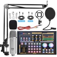 Équipement de podcast - Kit de microphone et table de mixage pour podcast, carte son avec effets, kit de démarrage YouTube