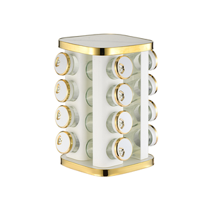 Ensemble de porte-épices rotatif, organisateur d'épices rond/carré pour comptoir avec 12/16/20 bocaux, <span class=keywords><strong>rangement</strong></span> d'épices de luxe avec bordure dorée pour la cuisine - Product Image 3