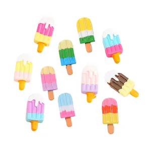 großhandelspreis suummer dreifarbige gestreifte eis lollipop flatback harz charms für diy