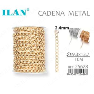 Catena in Metallo Ilan 2.4mm 16M Colore Oro Classica Resistente per Creazione di Gioielli - Product Image 1