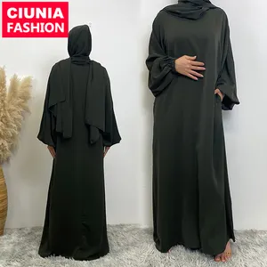 6675PK# Newest Come Back Design Smooth Nida Scarf Sewn Together With Dress Women Muslim Prayer Khimar Abaya Dress