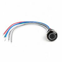 Interrupteur à bouton-poussoir momentané 16mm 19mm 22mm WS2812 LED RGB 1NO avec fils, étanche IP67, tête plate en aluminium, interrupteur tricolore