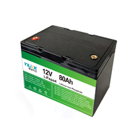 Factory Yilink baterai litium LiFePO4 12V 80ah, baterai untuk mengganti baterai asam timbal
