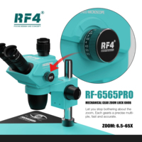Microscope Stéréo Trinocular RF4 RF-6565PRO 6.5-65X ZOOM Anti-poussière Grande Base pour Réparation et Amélioration de Téléphones Mobiles et Formation