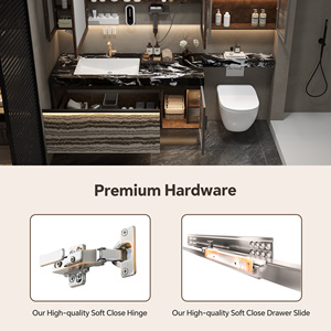 Mueble de Baño de Estilo Minimalista Clásico con Lavabo Individual, Gabinete de Almacenamiento con Espejo Inteligente para Baños Minimalistas - Product Image 3