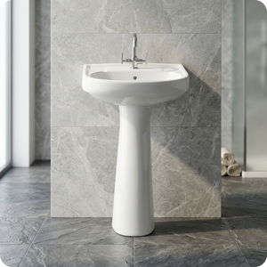 Lavabo de Pedestal de Cerámica Ecológico Resistente al Agua con Desagüe, Lavabo de Baño Fijado a la Pared - Product Image 4