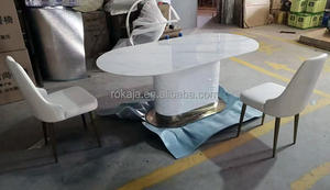 Hot Selling Designer Oval Dining <strong>Table</strong> Set Luxury Rectangular Marble Top Gold Metal Base <strong>Dinner</strong> Room Dinning <strong>Tables</strong> Sets - Product Image 3