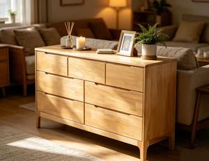 Modern Solid Wood <b>6</b>-<b>Drawer</b> Living Room Cabinet Scandinavian Style Storage Furniture for Home Use - Product Image 6