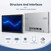 Monitor Táctil Industrial Integrado de 18.5 Pulgadas, 500 Nits, Montaje VESA, Resistente al Agua IP65, Carcasa Metálica, Hardware Personalizado