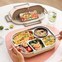 Boîte à lunch japonaise Lekfre rose en acier inoxydable 304 à double étage, sans BPA, compatible micro-ondes, multifonctionnelle, hermétique, design moderne