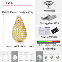 Boucles d'oreilles clous en forme de larme en moissanite glacée, or blanc 18 carats, argent sterling 925, boucles d'oreilles de luxe tendance, imitation goutte d'eau
