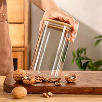 Bocaux de conservation carrés en verre borosilicate de haute qualité, résistants à la chaleur, hermétiques, sans BPA, avec couvercle en bambou, pour cuisine et garde-manger, aliments secs
