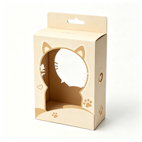 Boîte en carton personnalisée à découpe ajourée avec trou de suspension, motif patte, pour présentation de produits d'hygiène quotidienne pour chats