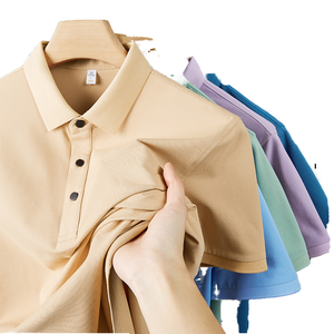 DLM067 Men's Senior Summer Breathable Knitted Waffle Lapel Business Casual <b>Half</b>-sleeved for <b>Shirt</b> - Product Image 2