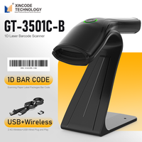 Escáner de Código de Barras Inalámbrico Láser 1D Xincode, Lector de Código de Barras Portátil, Escáner de Código de Barras de Mano con Soporte para Express GT-3501C-B
