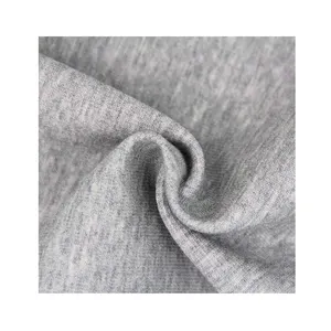 Heavy brushed 75 polyester 25 cotton solids 220gsm knitted french terry fleece fabric for winter sweatshirts