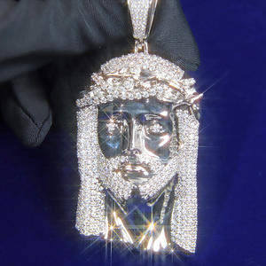 Moda calda VVS <span class=keywords><strong>Moissanite</strong></span> Jesus ciondolo per collana 925 argento massiccio uomini donne ghiacciato <span class=keywords><strong>Moissanite</strong></span> Jesus ciondoli - Product Image 1