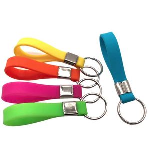 Customised Silicone Wristband <b>Keychain</b> with Keyring Fully Embossed with Your Logo or Text - Product Image 5