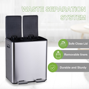 Thùng Rác Tái Chế Rác Gia Dụng Chống Thấm Thùng Rác 2 Ngăn Bằng Thép Không Gỉ Có Bàn Đạp Gấp Được - Product Image 2