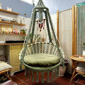 Silla hamaca para balcón, hamaca de macramé OEM, hamaca de macramé para patio, hamaca de macramé de Vietnam, hamaca de macramé de algodón natural - Product Image 1