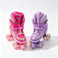 Magnifiques patins à roulettes quad durables et respirants avec roues en PU lumineuses, frein à bout et contrôle de vitesse réglable pour adultes